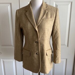 Ralph Lauren Tan Wool Blazer With Horse Buttons Size 10P